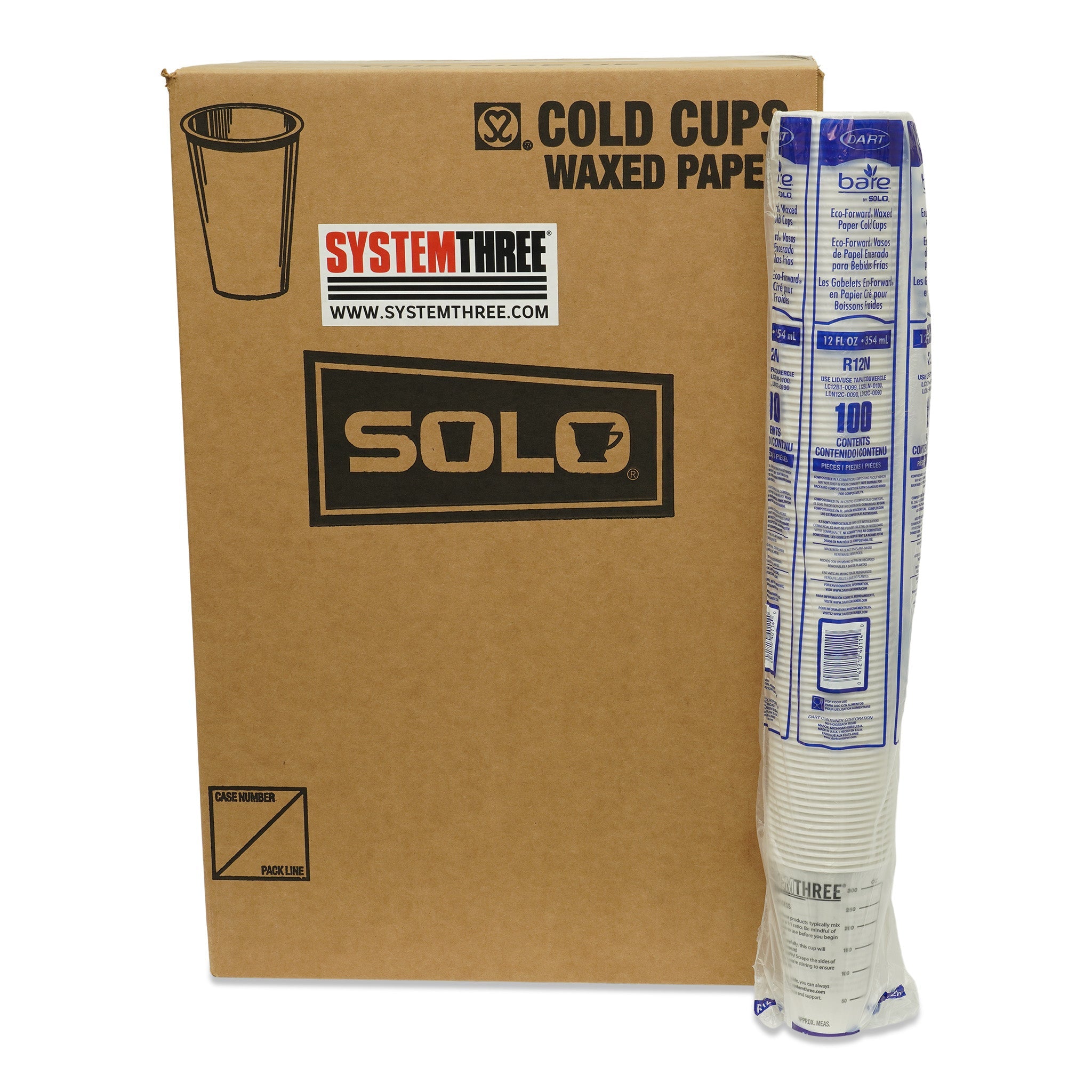 Solo White Paper Water Cups, 3 oz, 100/Pack