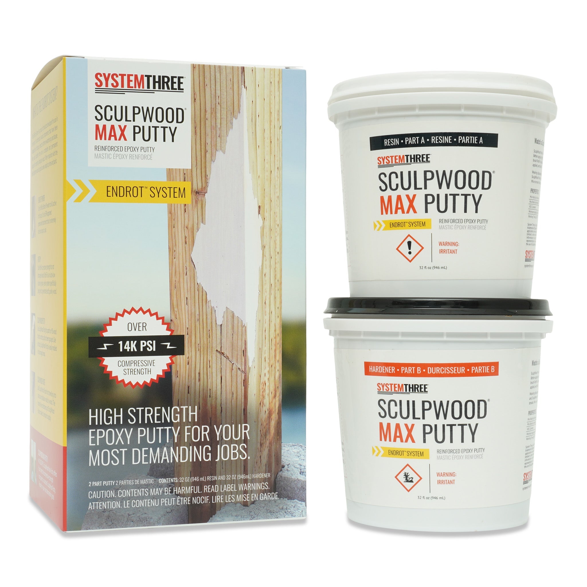 System Three SculpWood Max Putty Epoxy Wood Filler, 1/2 Gallon Kit - Yahoo  Shopping